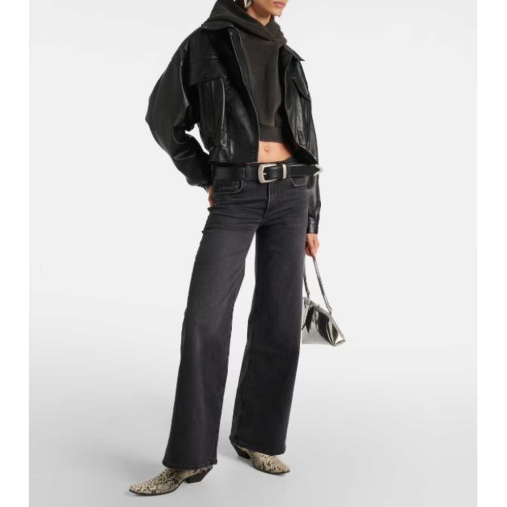 Citizens Of‎ Humanity Loli Mid Rise Wide Leg Black Jeans Denim W32 EUC Pockets